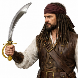 Mey İthalat® Parlak Metal Görünümlü Plastik Korsan Kılıcı 45 cm