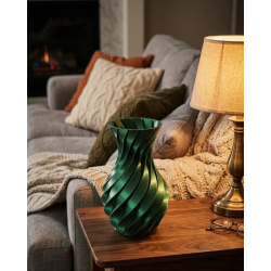 Mey İthalat® Parlak Yeşil Spiral 3D Baskı Vazo Şık Modern Dekoratif Obje