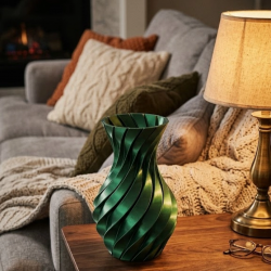 Mey İthalat® Parlak Yeşil Spiral 3D Baskı Vazo Şık Modern Dekoratif Obje