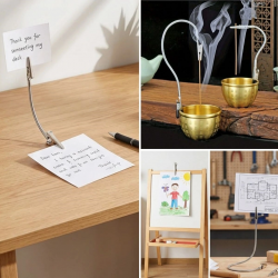 Mey İthalat®  Paslanmaz Çelik Çift Kafa Timsah Klips – Isıya Dayanıklı Sinek Kovucu Bobin Tutucu & Kağıt Not Sabitleyici, Kıvrılabilir Esnek Gövdeli Aparat