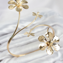 Mey İthalat® Pazu Bileklik Gold Renk Pirinç Çiçek Model