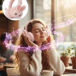 Mey İthalat® Peluş Kulaklıklı Bluetooth Kablosuz Müzik Dinleme ve Görüşme Özellikli
