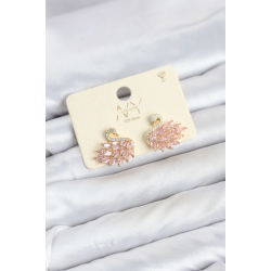Mey İthalat® Pembe Zirkon Taşlı Gold Swan Kuğu Model Kadın Küpe