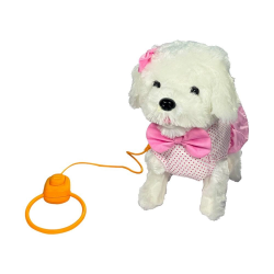 Mey İthalat® PFT-B025 PELUŞ TASMALI YÜRÜYEN KÖPEK PEMBE -VRD