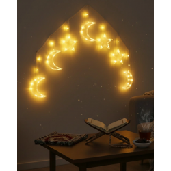 Mey İthalat® Pilli Ay Yıldız LED Perde Işık Ev ve Organizasyon Dekoru