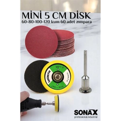 Mey İthalat® Pimli Mini Cırt Zımpara Taban Seti Gravür Ve Matkap Uyumlu 5 cm 60 Adet Zımparalı Set 721757