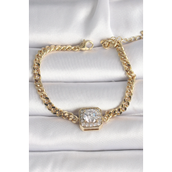 Mey İthalat® Pirinç Gold Renk Kare Zirkon Taşlı Xuping Exclusive VIP Seri Kadın Bileklik