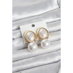 Mey İthalat® Pirinç Gold Renk Model İncili Kadın Küpe