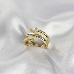 Mey İthalat® Pirinç Gold Renk Sarmal Yılan Model Kadın Yüzük