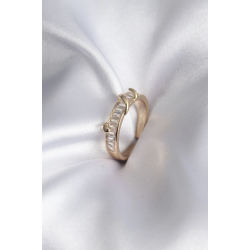 Mey İthalat® Pirinç Gold Renk Su Yolu Zirkon Taşlı Model Kadın Yüzük