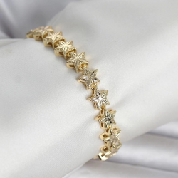 Mey İthalat® Pirinç Gold Renk Yıldız Model Kadın Bileklik