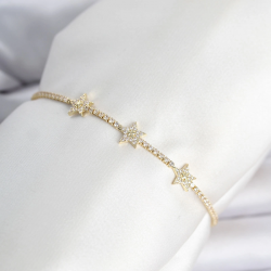 Mey İthalat® Pirinç Gold Renk Yıldız Model Su Yolu Kadın Bileklik