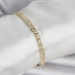 Mey İthalat® Pirinç Gold Renk Zirkon Taşlı Çavuş Model Kadın Bileklik