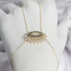 Mey İthalat® Pirinç Gold Renk Zirkon Taşlı Göz Model Kadın Şahmeran