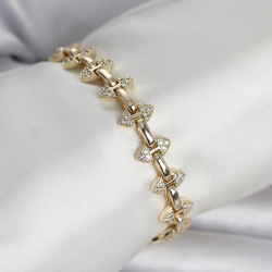 Mey İthalat® Pirinç Gold Renk Zirkon Taşlı Kadın Bileklik