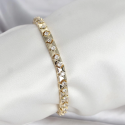 Mey İthalat® Pirinç Gold Renk Zirkon Taşlı Kadın Bileklik