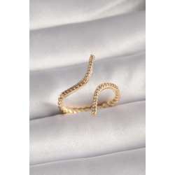 Mey İthalat® Pirinç Gold Renk Zirkon Taşlı Kadın Yüzük