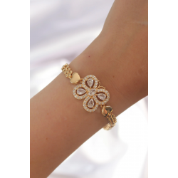 Mey İthalat® Pirinç Gold Renk Zirkon Taşlı Kelebek Figürlü Parçalı Model Bileklik