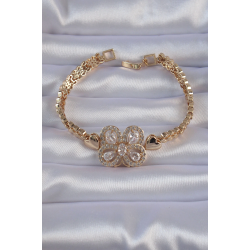 Mey İthalat® Pirinç Gold Renk Zirkon Taşlı Kelebek Figürlü Parçalı Model Bileklik