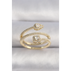 Mey İthalat® Pirinç Gold Renk Zirkon Taşlı Ok Model VIP Seri Kadın Yüzük