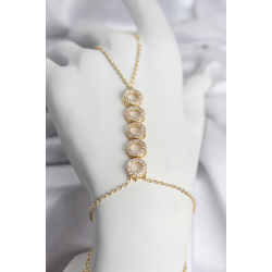 Mey İthalat® Pirinç Gold Renk Zirkon Taşlı Sıralı Halka Model Kadın Şahmeran