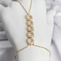 Mey İthalat® Pirinç Gold Renk Zirkon Taşlı Sıralı Halka Model Kadın Şahmeran