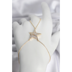 Mey İthalat® Pirinç Gold Renk Zirkon Taşlı Yıldız Model Kadın Şahmeran