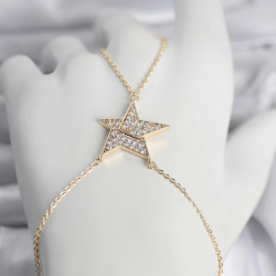 Mey İthalat® Pirinç Gold Renk Zirkon Taşlı Yıldız Model Kadın Şahmeran