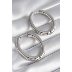 Mey İthalat® Pirinç Gümüş Renk Halka Model Kadın Küpe