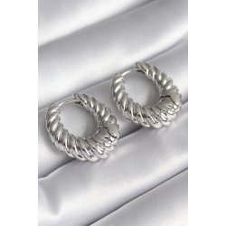 Mey İthalat® Pirinç Gümüş Renk Halka Sarmal Model Kadın Küpe