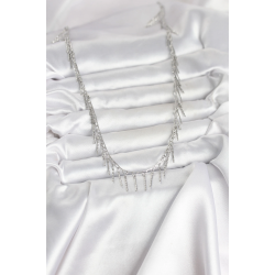 Mey İthalat® Pirinç Gümüş Renk Saçaklı Model Kadın Kolye