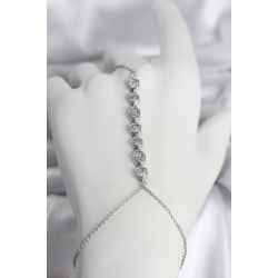 Mey İthalat® Pirinç Gümüş Renk Sıralı Zirkon Taşlı Kadın Şahmeran