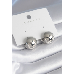 Mey İthalat® Pirinç Gümüş Renk Top Model Kadın Küpe