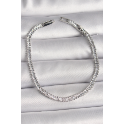 Mey İthalat® Pirinç Gümüş Renk Zirkon Taşlı Su Yolu Model Kadın Bileklik