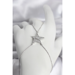 Mey İthalat® Pirinç Gümüş Renk Zirkon Taşlı Yıldız Model Kadın Şahmeran