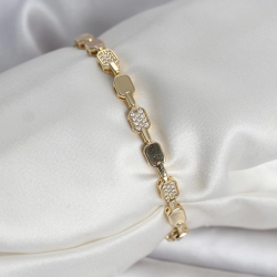 Mey İthalat® Pirinç Zirkon Taşlı Gold Renk Kadın Bileklik