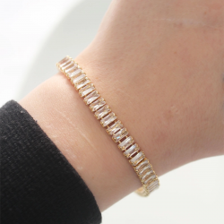 Mey İthalat® Pirinç Zirkon Taşlı Gold Renk Su Yolu Bileklik