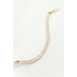 Mey İthalat® Pirinç Zirkon Taşlı Gold Renk Su Yolu Bileklik