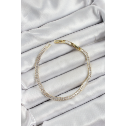 Mey İthalat® Pirinç Zirkon Taşlı İnce Su Yolu Model Gold Renk Kadın Bileklik