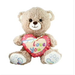 Mey İthalat® PJH2324 PELUŞ 30CM LOVE YOU KALPLİ AYI -VRD