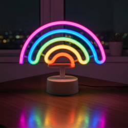 Mey İthalat® Plastik Gökkuşağı Neon LED Işık – Dekoratif Renkli Masaüstü ve Ambiyans Aydınlatması