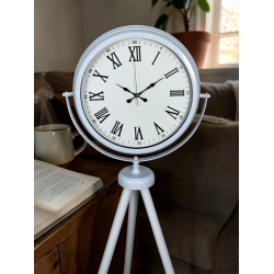 Mey İthalat® Platin Classic White Roma Tripod Ayaklı Saat