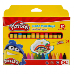 Mey İthalat®  Play-Doh Silinebilir Jumbo Crayon Mum Boya 12 Renk