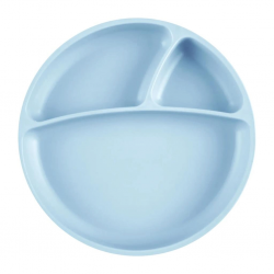 Mey İthalat®   Porsiyon Vakum Tabanlı Silikon Tabak Mineral Blue