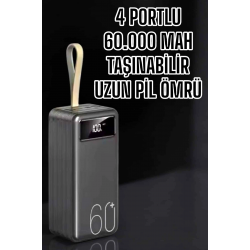 Mey İthalat® Powerbank 60.000 Mah Hızlı Şarj 4 Çıkışlı Uzun Şarj Süreli Dijital Göstergeli