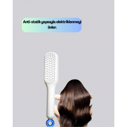 Mey İthalat® Pratik Mekanizmalı Saç Tarağı – Kendi Kendini Temizler, Taşınabilir