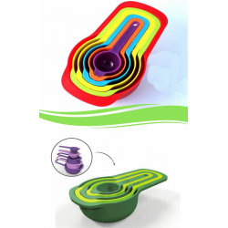 Mey İthalat®  Pratik Ölçü Kaşığı Kabı 5li Şeker Baharat Sıvı Ölçer Aparat