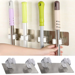 Mey İthalat®  Pratik Organizer 4lü Yapışkanlı Fırça Paspas Mop Fırça Sabitleyici Ergonomik Alet Aparatı