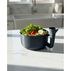 Mey İthalat® Pratik Sebze Yıkayıcı Süzgeçli Hazneli Ergonomik Saplı Mutfak Yardımcısı