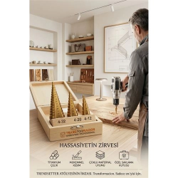 Mey İthalat® Präzision HSS Titanyum Kademeli Panç Matkap Ucu Seti Ahşap Kutulu 722993